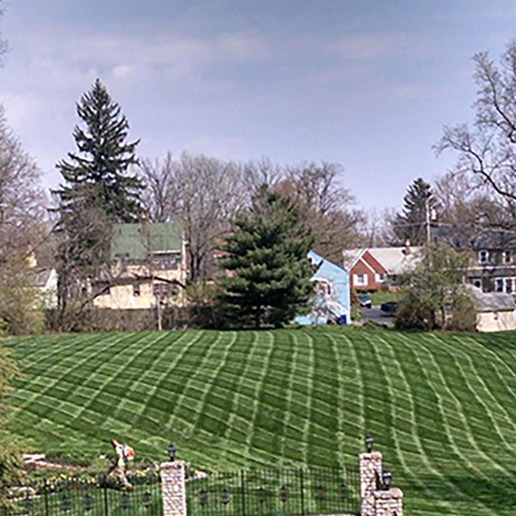 A large lawn with patterns added in Delaware, OH.
