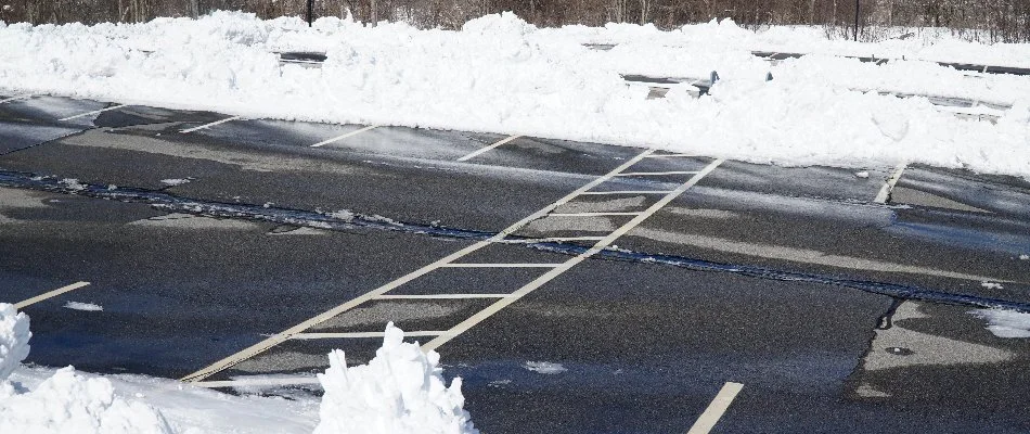 Snow cleared from a parking lot in Delaware, OH.